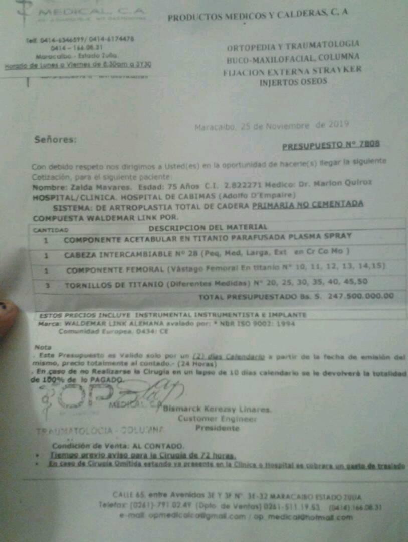 enilsan's tweet photo. Estimado @dcabellor mi mamá sufrió una caida el 9/11/19  requiere protesis de cadera izquierda no contamos con los recursos. Camarada por favor ayudame para que camine de nuevo. Lleva casi 4 meses en cama a la espera de ayuda. Te lo pido @maduro_en @ConCiliaFlores @jaarreaza https://t.co/OrWwJ4K8IT