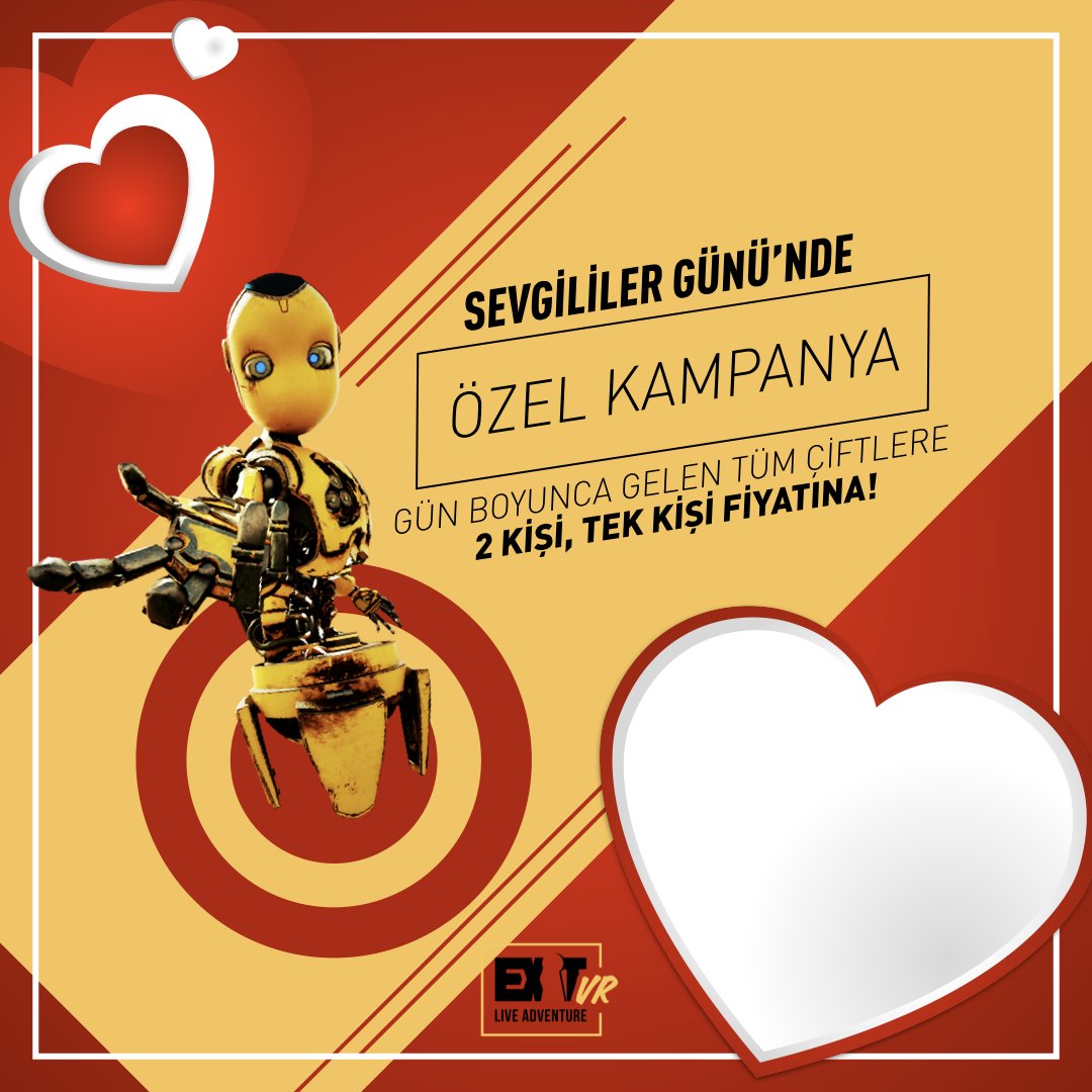 Sevgililer Günü'nü farklı bir etkinlikle değerlendirmek isteyenler! 📣 14 Şubat'a özel olarak gün boyu gelen tüm çiftler, Huxley'i tek kişilik fiyat üzerinden deneyimleyecek. Sevgililer Günü'nüz kutlu olsun! 💛