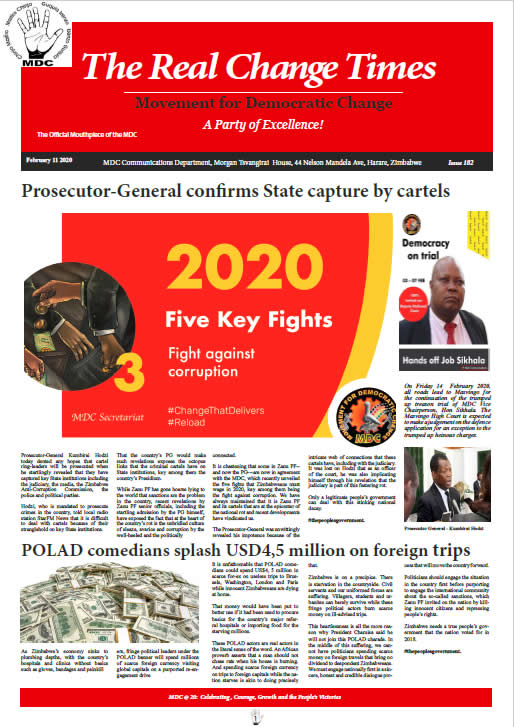 This week's edition of #TheRealChangeTimes is now available for #download 

bit.ly/37k2uQq

#NoToCartels
#NoToCorruption
#5KeyFights
#Agenda2020
#peoplesgovernment 

@nelsonchamisa 
@hwendec 
@KarenyiKore
@Welshman_Ncube 
@BitiTendai 
@DavidColtart 
@luke_tambo