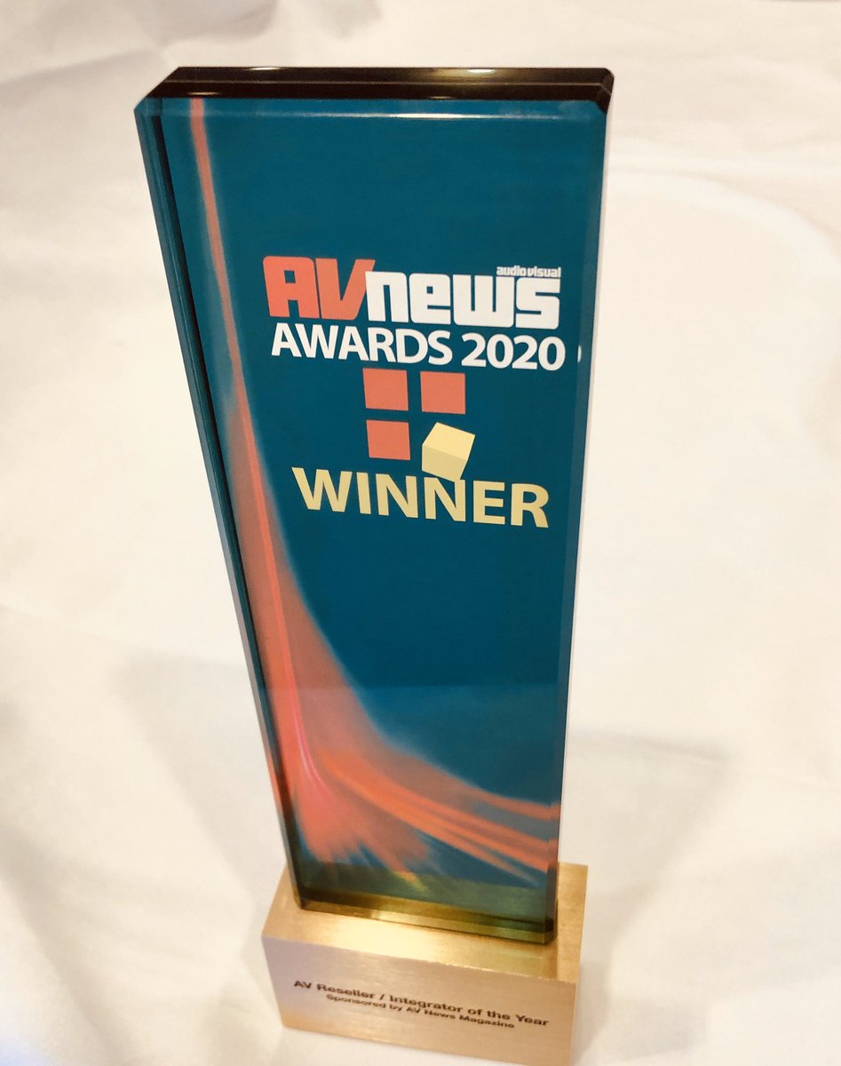 Pure_AV's tweet photo. Delighted to collect the @AVNewsUK  award for Integrator of the Year on behalf of the Pure AV team! Congratulations everyone - a great start to 2020! #ISE2020 #avtweeps @gmchamber #awards https://t.co/67GOVsg4vc