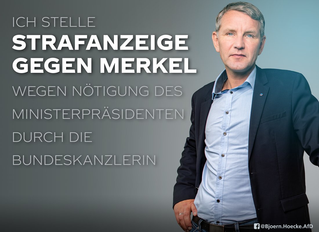 Daß die #Bundeskanzlerin einen gewählten Ministerpräsidenten einer anderen Partei zum Rücktritt genötigt hat, ist nicht hinnehmbar. Deswegen ist es wichtig, daß mit der Anzeige der Widerstand gegen diese Methoden dokumentiert wird. #Thüringen #Kemmerich #Merkel