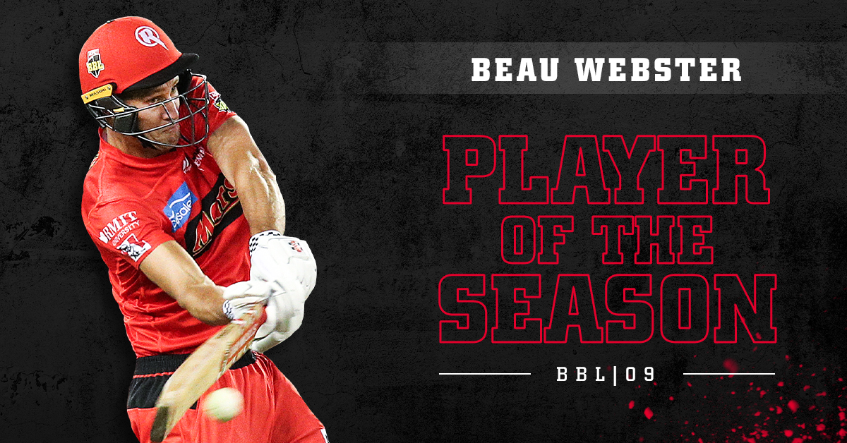 Just rewards for a breakout season - rngd.es/POTSBBL09 Our members have voted Beau Webster our Player of the Season for #BBL09! #GETONRED