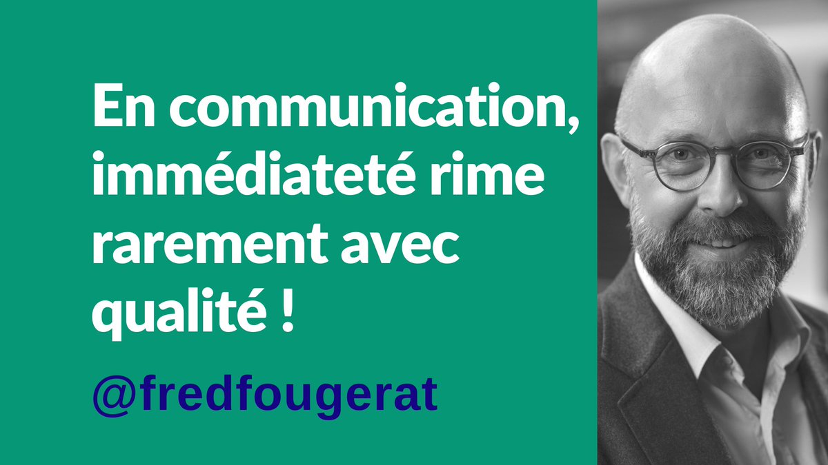 En #communication, l’immédiateté n’est pas que le fait des #réseauxsociaux ou de la #crise, mais aussi des fausses urgences qui imposent au #DirCom d’etre parfois plus expéditif que qualitatif !