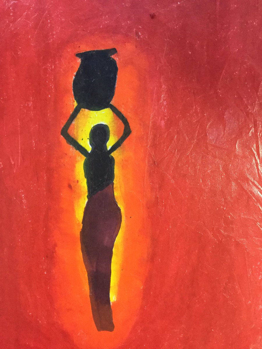 Celf Affricanaidd gan Ada bl 6. A piece of African art by Ada in Year 6.