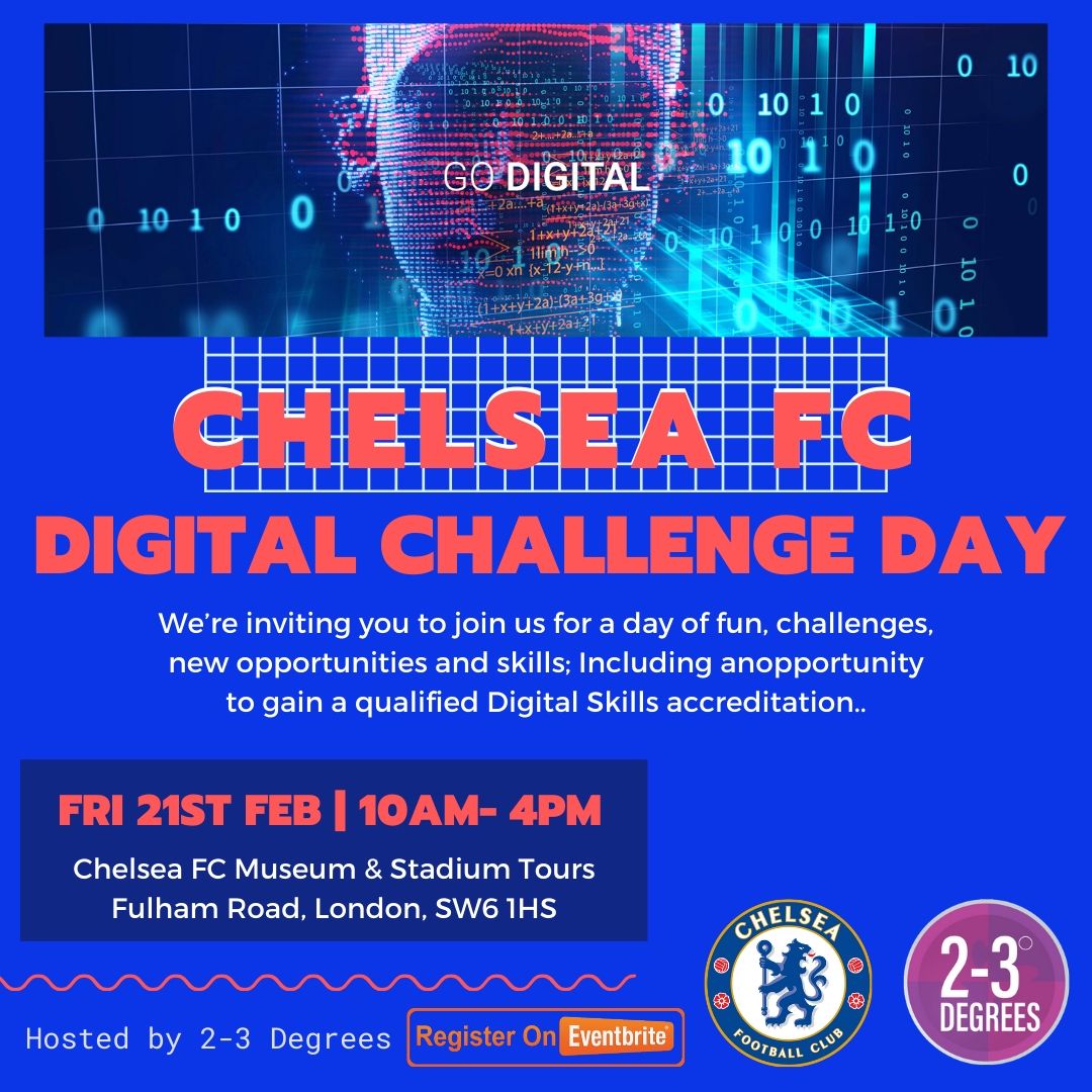2_3degrees's tweet photo. We’re inviting you to join the multi-billion pound football company and brand for a day of fun, challenges, new opportunities and skills.

Gain a qualified Digital Skills accreditation if you're over 19!

An opportunity not to be missed!

Sign up for free. Link in bio https://t.co/oiCTiXyS1s