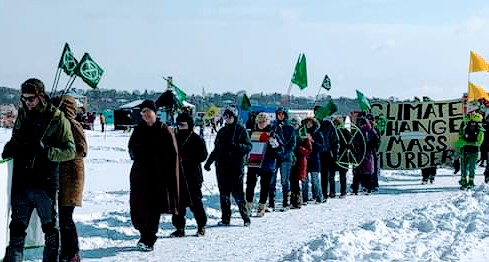 RebellionTwin's tweet photo. XRTC took part in the global #MedMob yesterday. Solidarity with those standing up to indigenous land invasion. We stand with #WetsuwetenSolidarity #ShutCanadaDown #ExtinctionRebellion #XRUS #XRTC https://t.co/2NMHBkebEe
