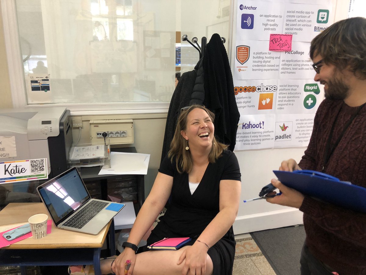 ASBlearns's tweet photo. Whats better than 3 schools coming together to share their expertise! Learning about technology integration in classrooms from peer experts. #teachersteachingteachers #aisis #techinedu Some top picks from the group include @edpuzzle @Seesaw @Anchor @Adobe https://t.co/LreFnMB7aC