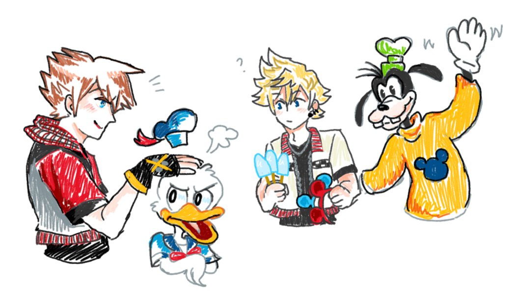 leafthegrey's tweet photo. Doodles since I can't do Soroku week, but I still love them and their chaperones #trinitytrio #roxas #sora https://t.co/3Li2PHOr36