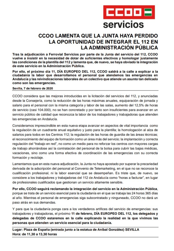 SwinTriatlon's tweet photo. @AlmeriaJunta 🛑HOY ES NUESTRO DÍA🛑 

#112Day2020
#DíaEuropeo112
#112Day

Los trabajadores de #Emergencias112Andalucía nos CONCENTRAMOS hoy en #Sevilla para REIVINDICAR nuestra #situaciónlaboral. 

#CondicionesDignas112AND

#112AND en lucha ✊🏻✊🏻✊🏻 https://t.co/3BUUbk0lvu https://t.co/vPNNtMXw2i