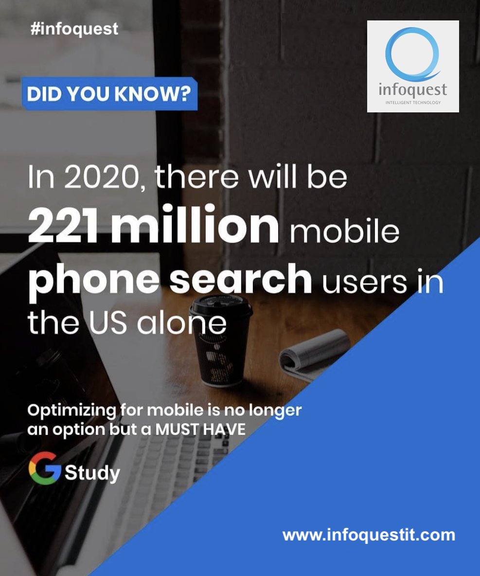 infoquestit's tweet photo. Million-dollar deals are done using smart phones today, over 70% of e-commerce sales are ordered using mobile phones. You can gain a competitive advantage in today's market. Let’s optimize your website for mobile devices.

Contact us today on https://t.co/UQwBtADdge 

#infoquest https://t.co/rkimWXJe8e