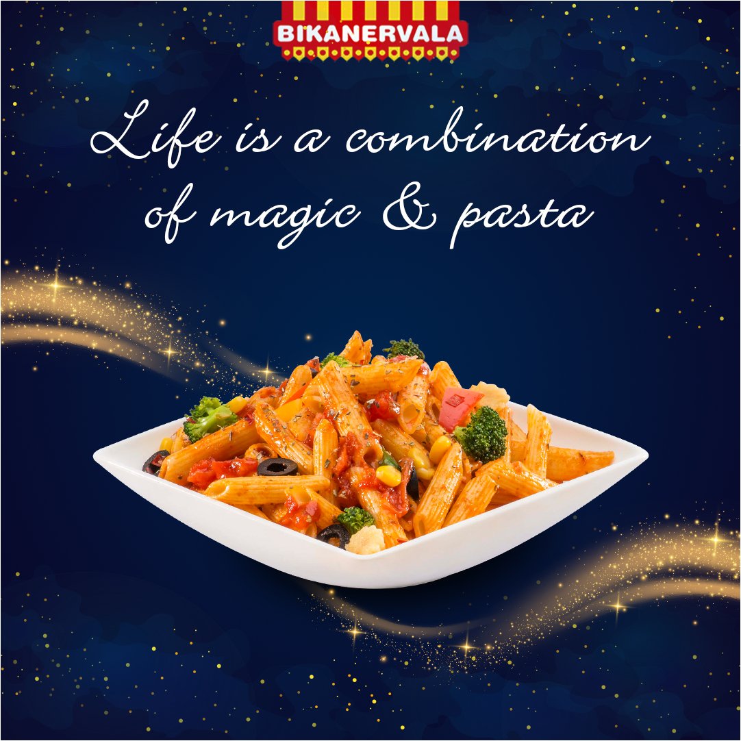 BikanervalaIN's tweet photo. Brilliant food quote!
#Bikanervala Pasta is magic in itself.
#Pasta #PastaLove #LovePasta #PastaMagic #YummyFood #AllTimeFavorite #foodie #foodies #foodlover #foodlovers #lovefood #food #Delicious #Tasty #Yummy #Tempting #snack #snacks https://t.co/AMnk7B9Mwh