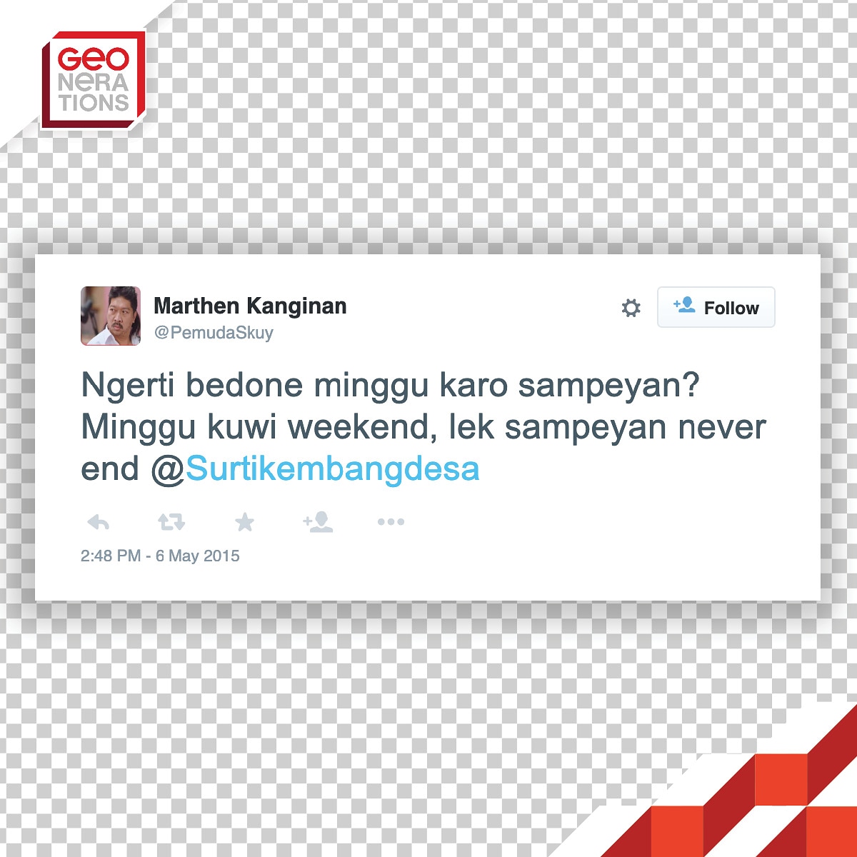 Geonerations's tweet photo. Ora enek enteke. #bedhekanGEO #GEOnerations https://t.co/51M1vy6TKm
