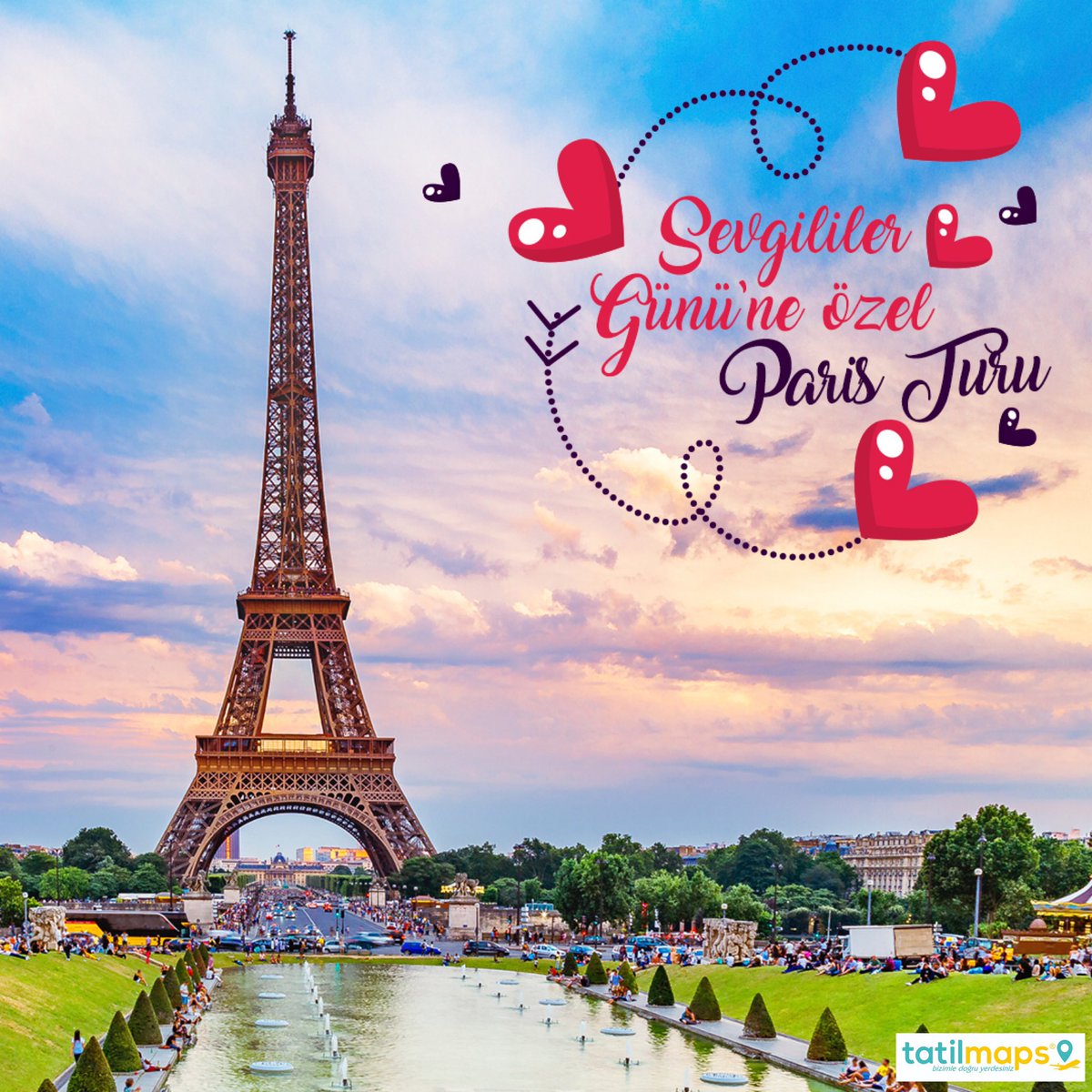 Sevgilinize masalsı, romantik ve aşk dolu bir tatil armağan etmek isterseniz Paris Turu’nu inceleyin!

Sevgililer Günü’ne özel Paris Turu’na 299 Euro’dan başlayan fiyatlarla rezervasyon için Tatilmaps’i ziyaret edebilir veya 0332 244 0 333'ü arayabilirsiniz. 👆☎