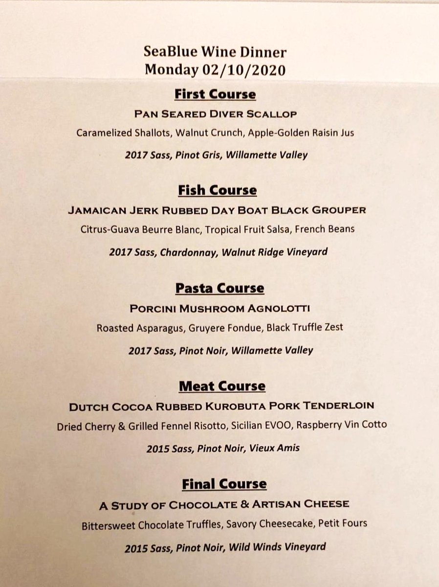 I'm  a foodie. It goes with being a winemaker. Wine by itself is hollow,  almost as it would be without someone to enjoy it. 
Tonight, my wine became something profound with food from the brilliant Chef Kenneth Norcutt of Sea Blue in N. Myrtle Beach, SC. This is how it's done...