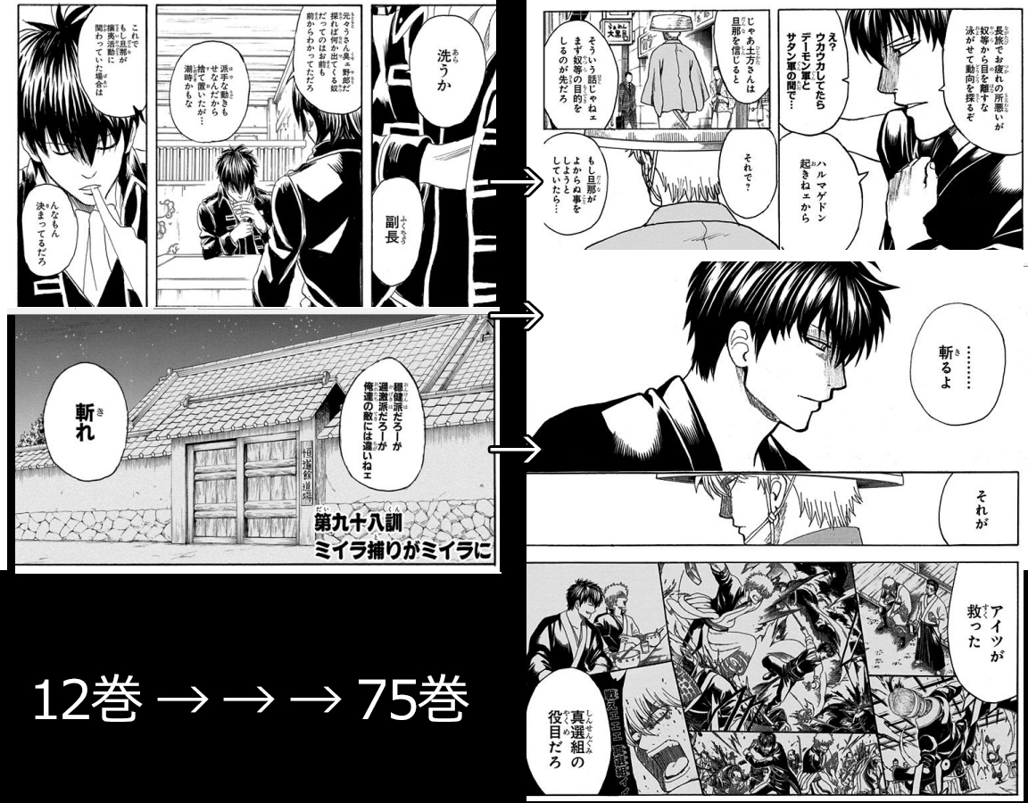 山崎と土方さんがほぼ同じやり取りをしていて、 長い長い年月で変わっ