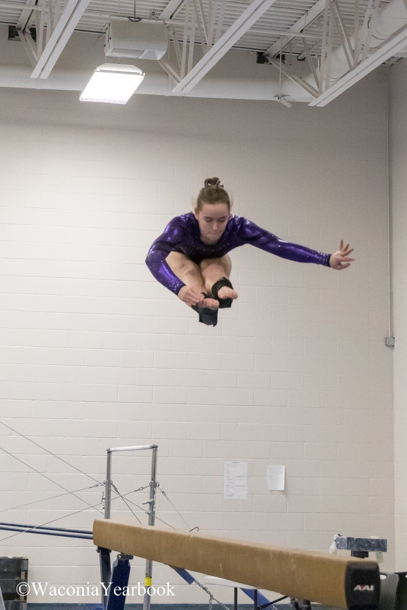 WaconiaYearbook's tweet photo. These gymnastic athletes are nothing short of AMAZING!  Look at the height!  And they land back on that skinny beam!  CRAZY GOOD!  @WaconiaSchools https://t.co/yTXzccAPXG
