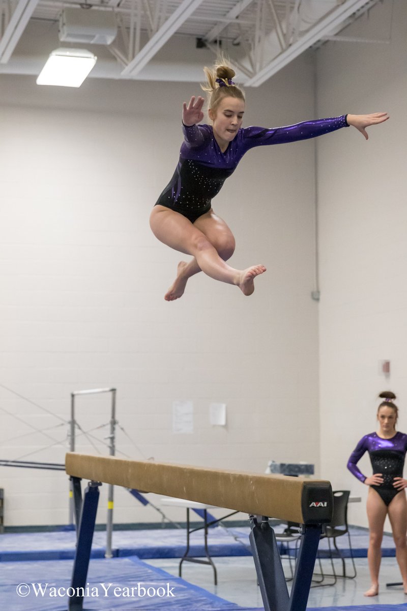 WaconiaYearbook's tweet photo. These gymnastic athletes are nothing short of AMAZING!  Look at the height!  And they land back on that skinny beam!  CRAZY GOOD!  @WaconiaSchools https://t.co/yTXzccAPXG