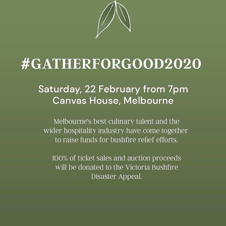 I am pleased to be able to invite you to join us for ’Gather for Good’ at @wearecanvashouse, on the 22nd of February in support of the Victorian Bushfire Appeal - trybooking.com/book/event?eid… - instagram.com/p/B8YbIJBHjV3/…