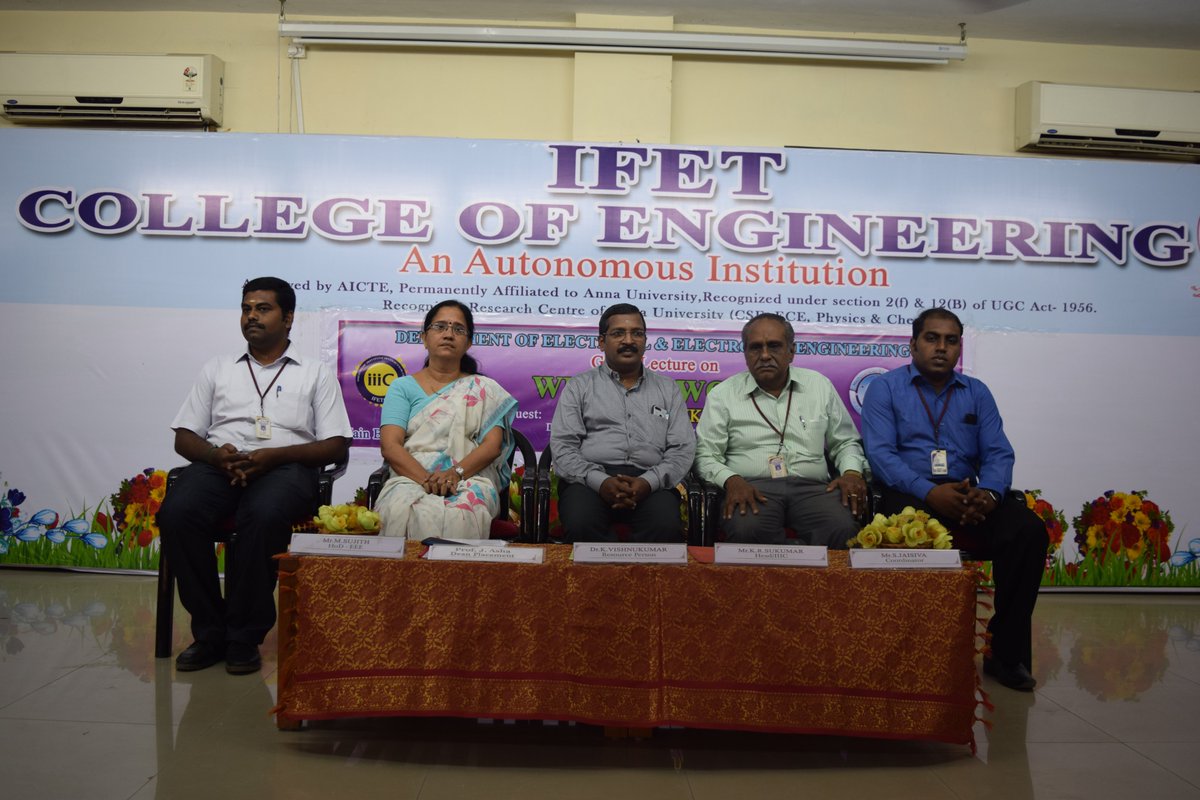 IFET_CE's tweet photo. Department of Electrical and Electronics Engineering organized a guest lecture on “Win the World”. The guest speaker was Dr.K.Vishnukumar, Dy.Chief Engineer, Learning and Development, NLC India Limited, Neyveli. https://t.co/6pNGGGrfnK