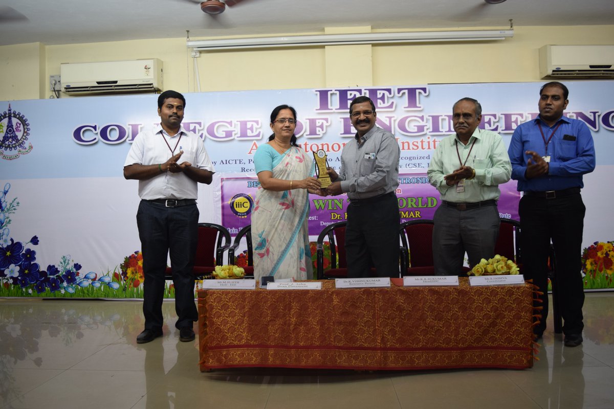 IFET_CE's tweet photo. Department of Electrical and Electronics Engineering organized a guest lecture on “Win the World”. The guest speaker was Dr.K.Vishnukumar, Dy.Chief Engineer, Learning and Development, NLC India Limited, Neyveli. https://t.co/6pNGGGrfnK