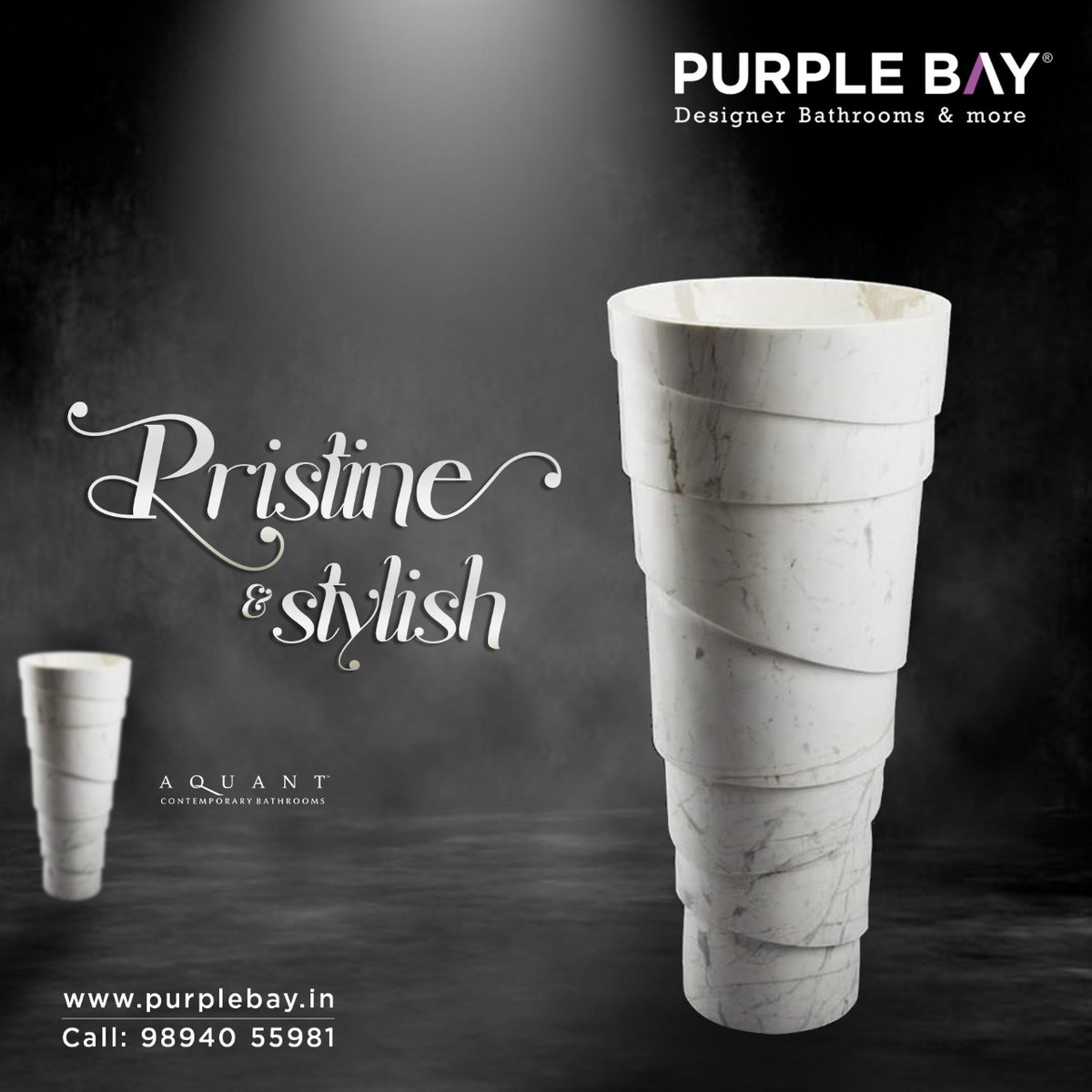 Carved in the most precious Statuario marble from Italy, our Caves Snow #WashBasins are artistically designed to give your bathroom a distinguished and #elegant look.

#Purplebay #Coimbatore #Bathroomdecor #Sanitarywares #Aquant #Stonebasin #durable #Homedecor #archiproducts