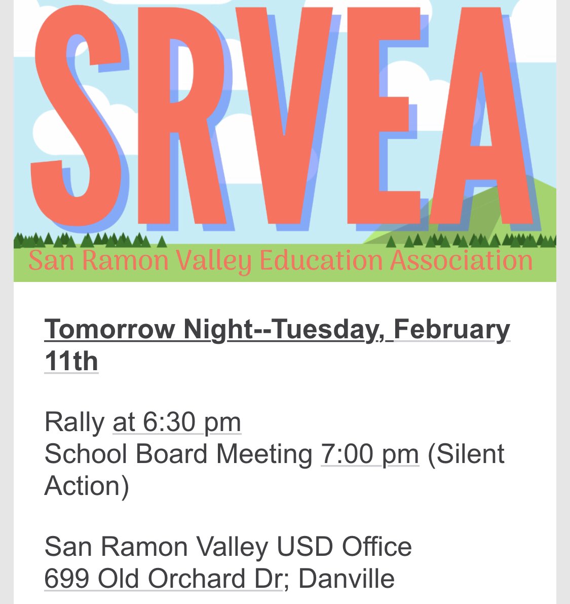 Here we go again. In response to managements denial of student supports, there will be a rally at the BOE Meeting, tomorrow night. All are welcome to show up and make your presence known #forourstudents. #redfored #srveastrong4kids