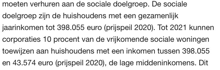 Vanochtend online gelezen, de sociale doelgroep is onbedoeld zo wel erg groot