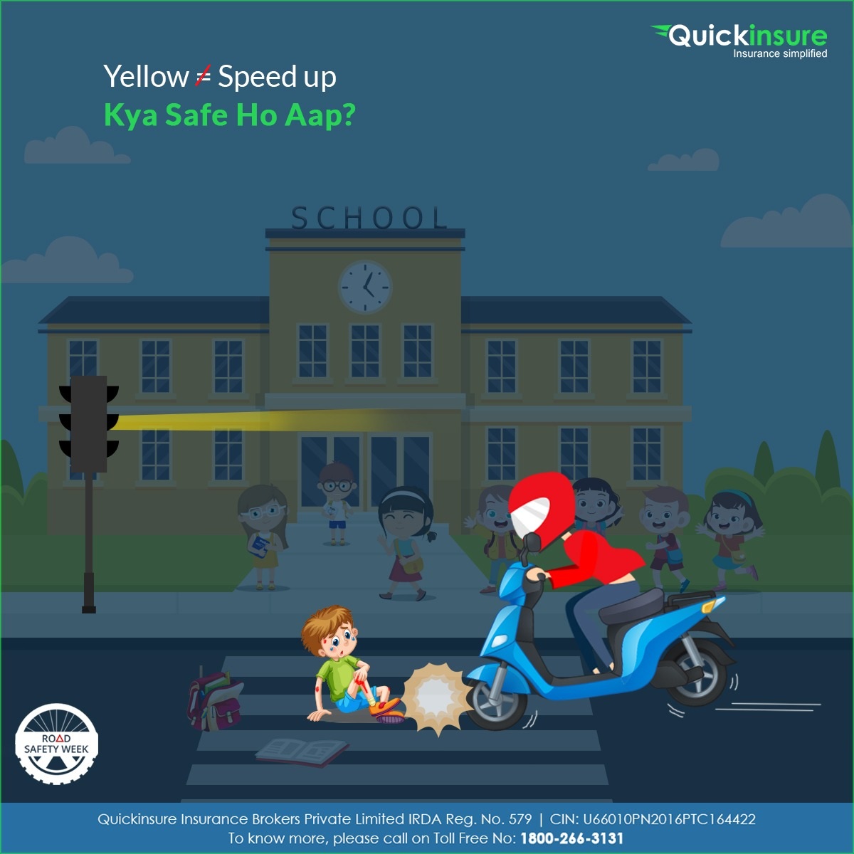 Yellow yellow dirty fellow,
keep Bike Speed 30km/h & Below.
Yellow light indicates to slow down.

Visit: quickinsure.co.in/two-wheeler-in…

#trafficlights #traficrules #RoadSafetyWeek #safety #Roadsafetyweek2020 #trafficruleawareness
#accident #Insurance #InsuranceSimplified #Quickinsure
