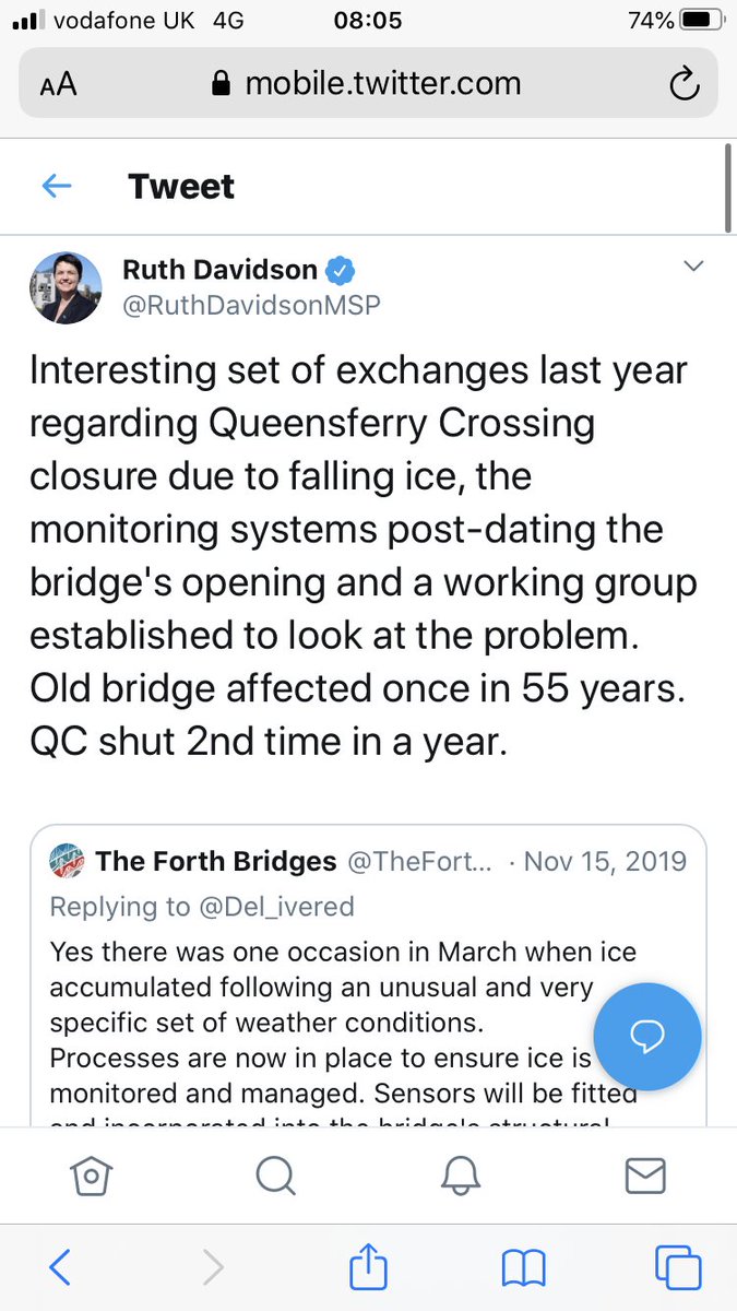 So a man claimed that the Forth Road Bridge has never been closed due to ice. I challenged him on this (includes the Ruth Davidson tweet I reference). Result? Blocked. Apparently his call for me to ‘challenge’ him only applies if he’s in the right. #queensferrycrossing #numpty