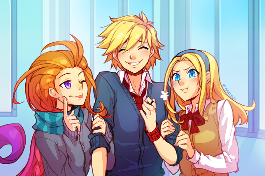 Zoe, Ezreal and Lux as if they're from a shoujo manga! 