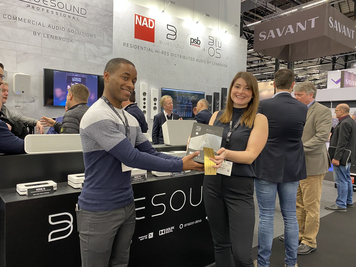 EventfulPublish's tweet photo. Congratulations Emma Kennedy from BDO LLP for being our first #ISE2020 Golden Ticket winner in association with @bluesoundhifi. More prizes to be had over the course of the show. Look out for Golden Tickets in your copy of the ISE 2020 Show Guide. https://t.co/jVFYm6InA3