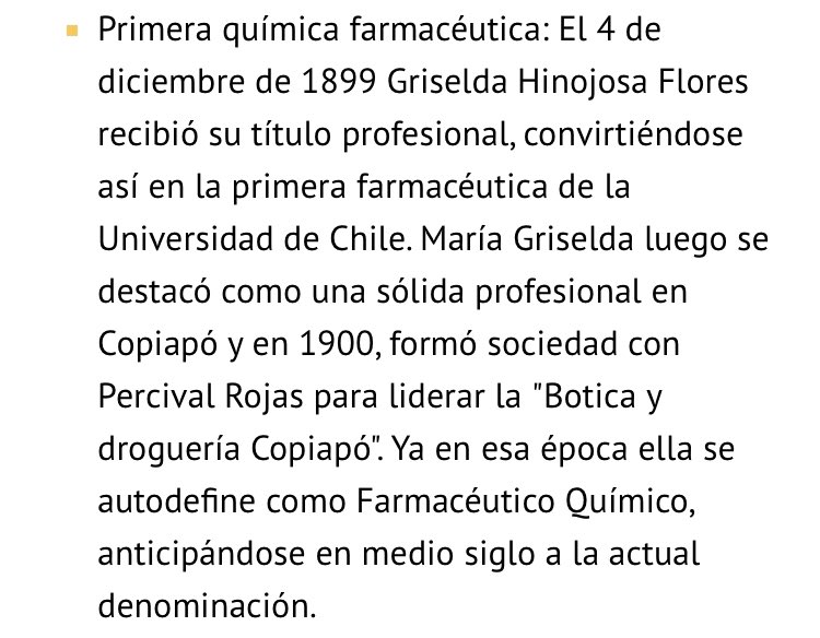 SCHFA's tweet photo. Griselda Hinojosa, recibió el título de Química Farmacéutica en 1899, siendo la Primera Mujer de las Ciencias Farmacéuticas protagonista de su propia historia y de la historia de la Farmacia en Chile.

#MujeresEnCiencias #WomenInScienceDay https://t.co/hncxsRkGq9