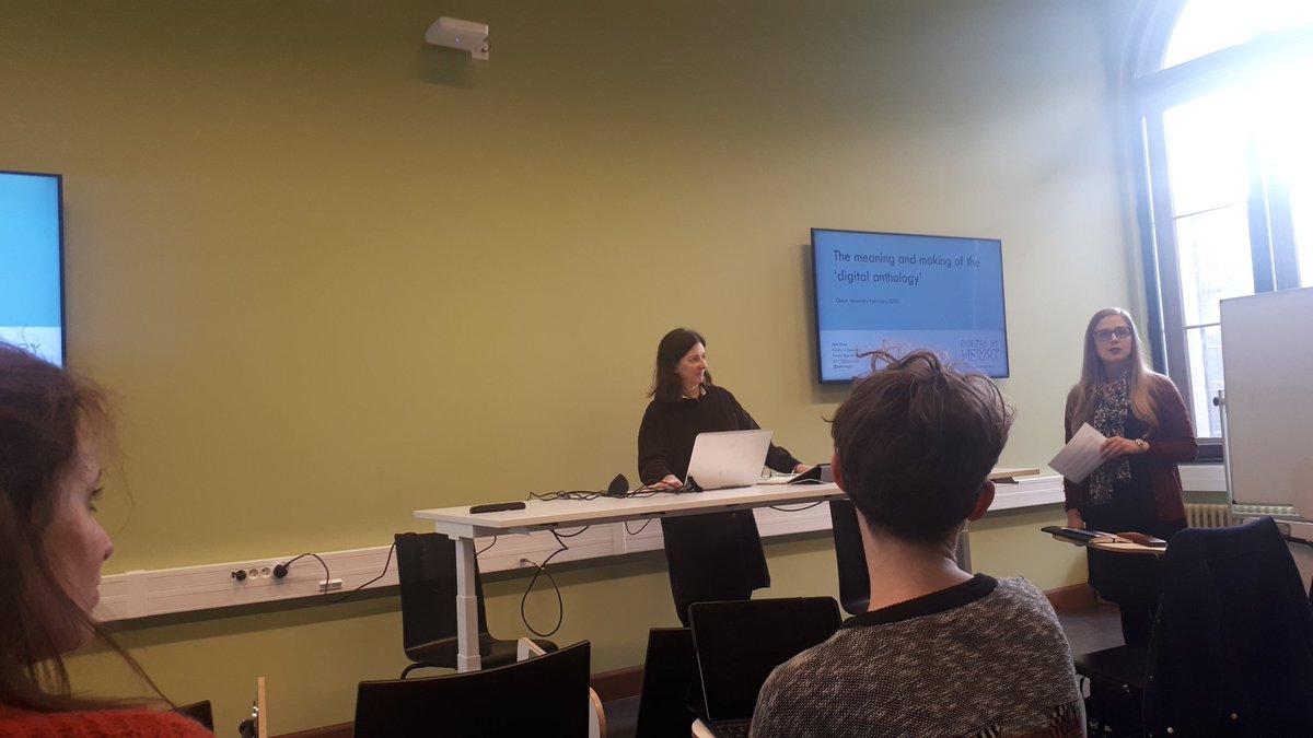 GhentCDH's tweet photo. @leahcb kicking off the
@GhentCDH #DHResesarchLab #Digitisinghumanities talk by @felthamgirl on #digitalanthology & #poetrybyheart #digitalhumanities @LitUGent https://t.co/4ipIsB4wbr