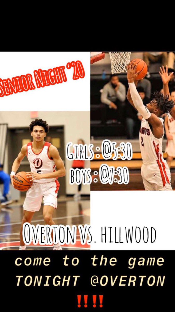 TheOvertonPost's tweet photo. Come support your seniors tonight! https://t.co/BWrY0mRYy3
