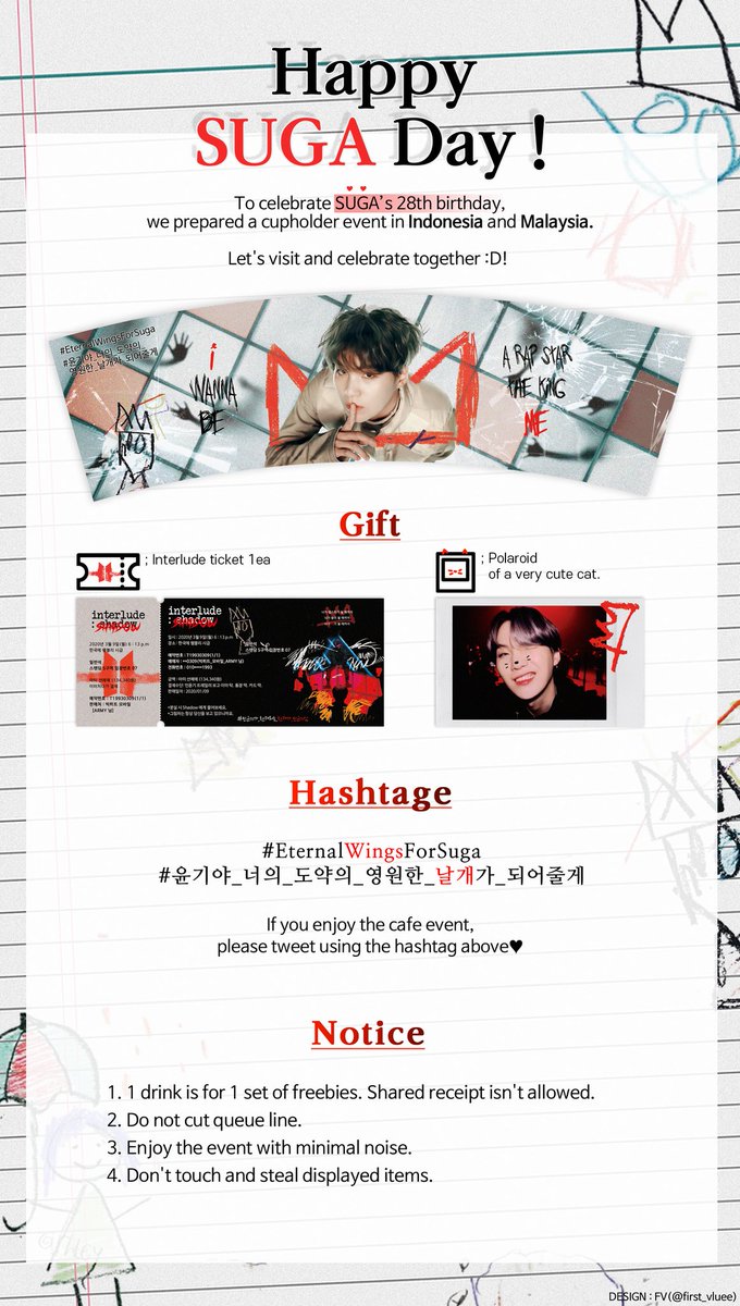 7WITHBTS's tweet photo. 𝑶𝒖𝒓𝑺𝒉𝒂𝒅𝒐𝒘&amp;𝑬𝒈𝒐
☁️ 𝑭𝒊𝒓𝒔𝒕 𝑻𝒆𝒂𝒔𝒆𝒓
—
Cupholder Event for Suga x JHope in Malaysia

"𝑶𝒏𝒍𝒚 𝒐𝒏𝒆 𝒆𝒈𝒐, 𝒐𝒏𝒍𝒚 𝒐𝒏𝒆 
𝒔𝒉𝒂𝒅𝒐𝒘"

📆: 14th March 2020, Saturday
📍: Chizu Honzu, NU Sentral
⏰: 11am - 4pm

#EternalWingsForSuga
#OURSHADOW&amp;EGO
#SUGAXJHOPE https://t.co/Pd7oDKY4ux