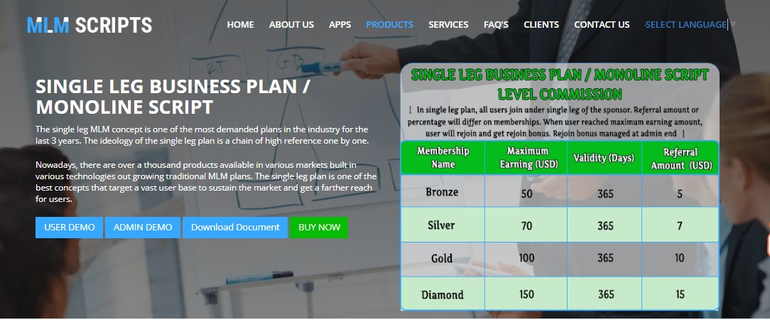 PHPScripts_Mall's tweet image. #MonolineMLMScript most effective and exciting MLM plan that is well known as the Monoline MLM plan among the network marketing industry.
Visit Site: bit.ly/2H7qsnt
#SingleLegMLMSoftware