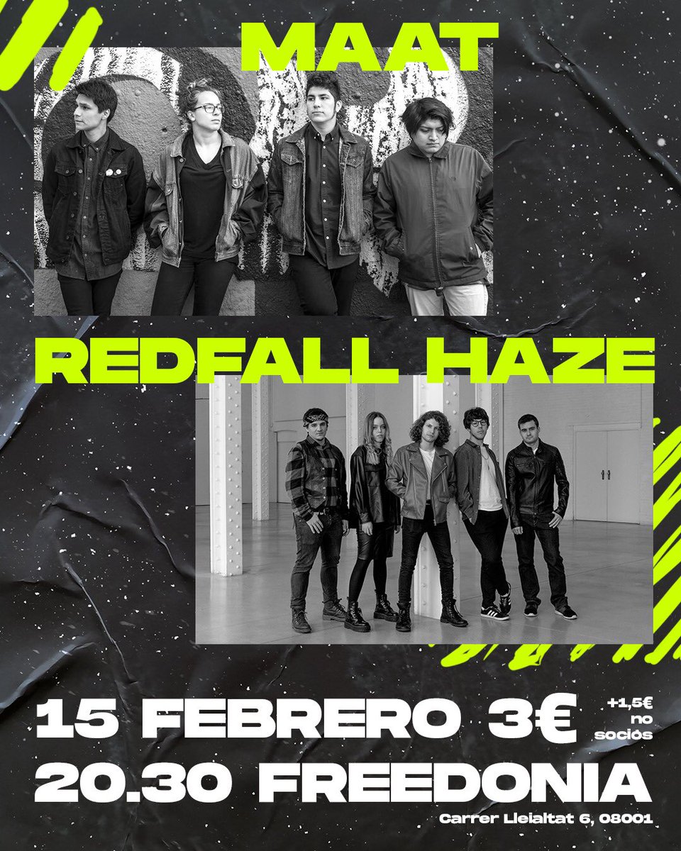 RedFallHaze's tweet photo. ¡ESTE SÁBADO ESTAREMOS EN FREEDONIA!🤟🏼✨ Estaremos tocando de 22.15 a 23.00 junto con nuestros colegas de @Maat_off (21.15h) en Carrer Lleialtat 6.

Podréis escuchar las canciones del álbum en el que estamos working y algunos covers que segurobque conocéis⚡️🔥 https://t.co/zMrQqKh79S