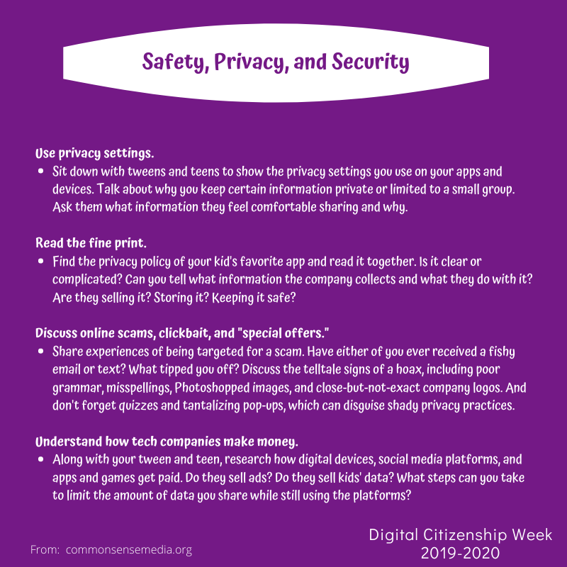 Parents - Talk to your children about safety, security, and privacy online using these tips from Common Sense Media.  <a href="/NorthDecaturHS/">North Decatur High School</a> #1DCCS