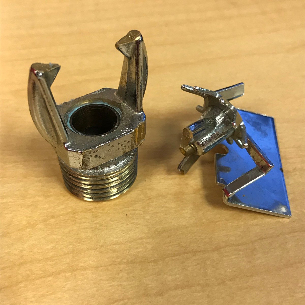 ncstatefls's tweet photo. A dorm room is not the place to practice sports!! This is what can happen when a ball makes contact. A broken sprinkler head makes for a wet room! #playoutside #sprinkler #firesafety https://t.co/aoGAaahM5h