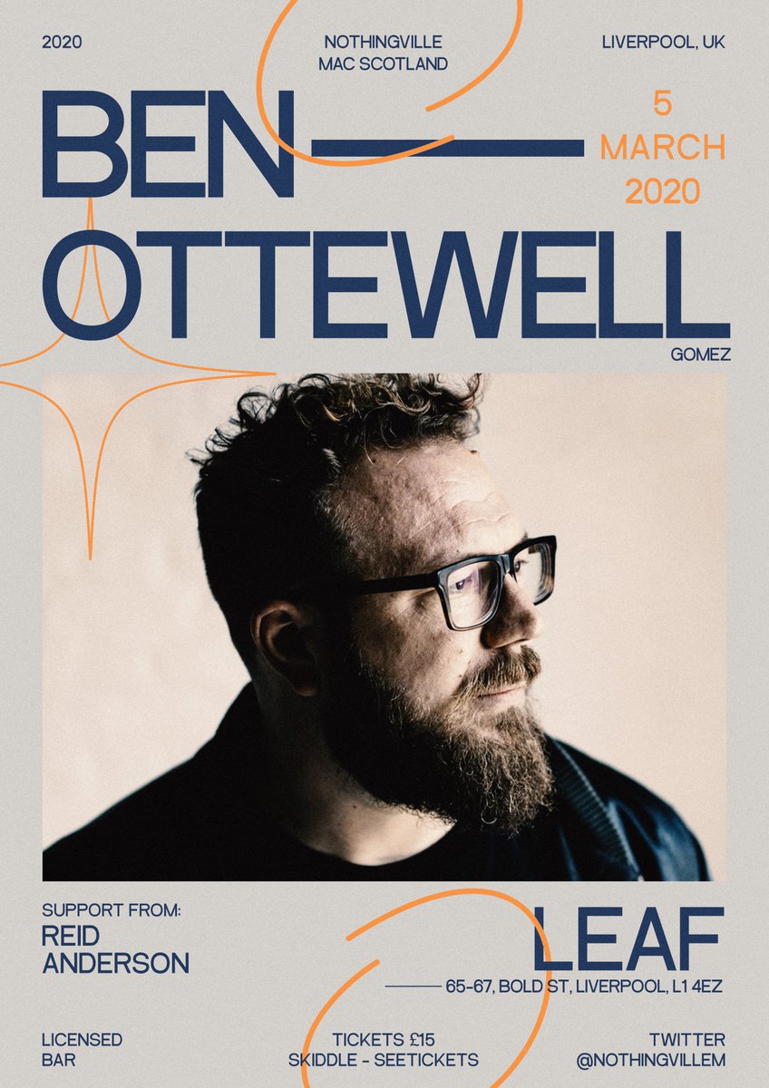 5th March 2020, we welcome back the wonderful @ottewellben to play at LEAF! Get your tickets for the former Gomez band member via the link! @NothingvilleM ents24.com/liverpool-even…