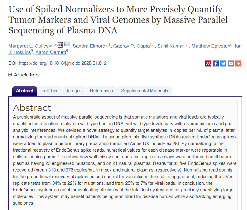 sunildavv's tweet photo. An exciting collaboration with Dr. Gulley. Spiked DNA normalizers were used for precise quantification of the tumor markers and viral genome by NGS. Great use of two powerful techniques #DigitalPCR and #NGS. 
#LiquidBiopsy #plasmaDNA #ctDNA. @JMDiagn
https://t.co/FOxIgoRomo https://t.co/wR8HN8wsB9