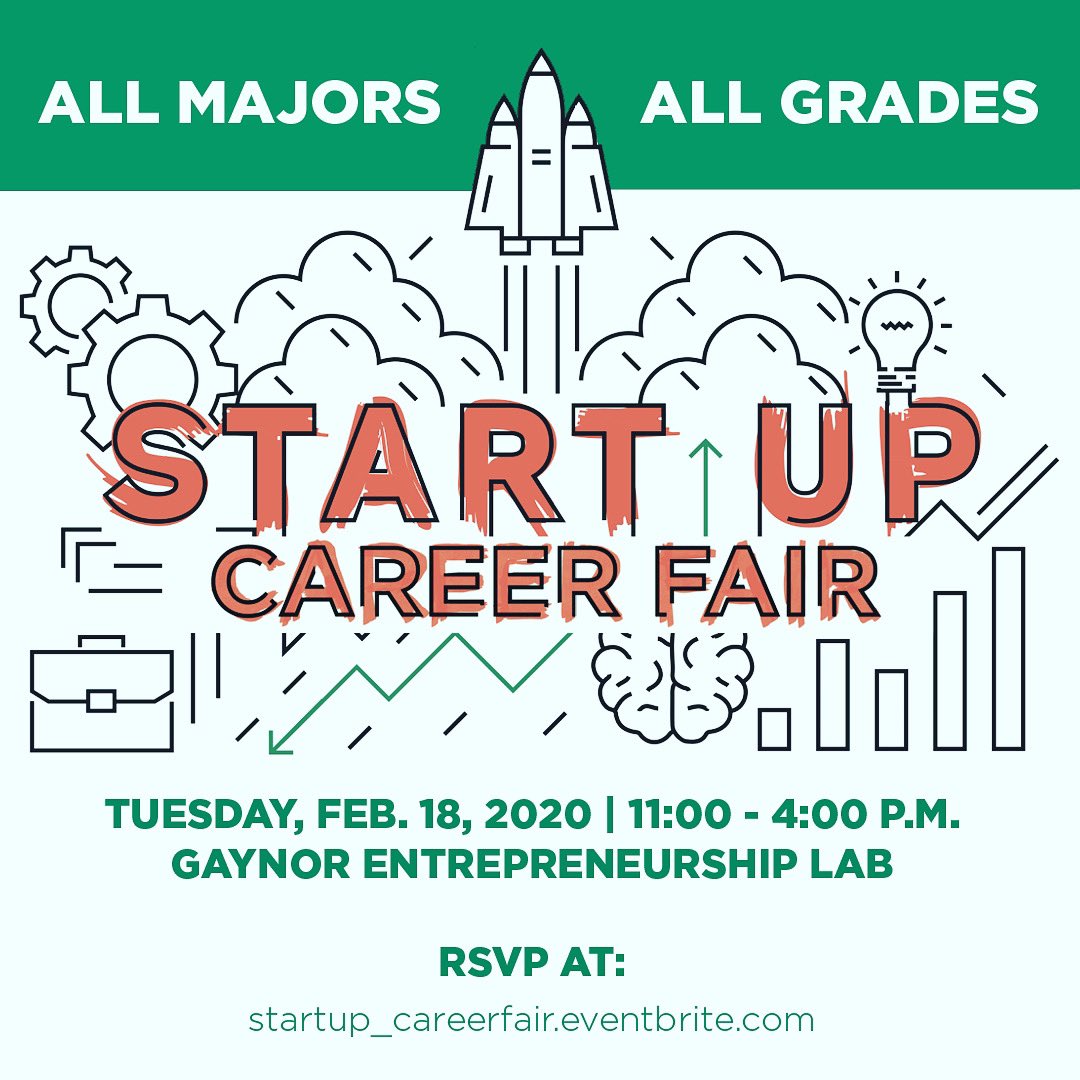 💥ONE WEEK💥 If you haven’t RSVP’d yet, the career fair is next Tuesday, 11am-4pm. 35 high growth startups looking for top talent (Internships and Full-time).