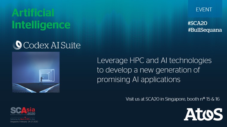 Foster the convergence between #HPC &amp; #AI to accelerate #businesstransformation and #innovation. <a href="/Atos/">Atos</a> will be at #SCA20. Come and meet the #AtosTeam to discuss how to scope, develop, roll-out and manage AI applications.
>> okt.to/7CBba1

#BullSequana #CodexAISuite