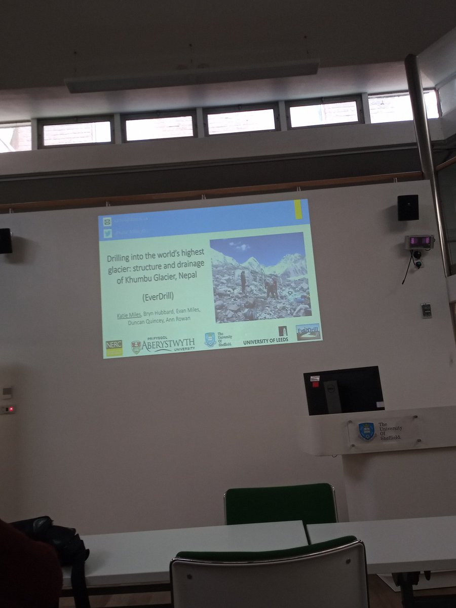 Celebrating #WomenInScience with a guest lecture from <a href="/Katie_Miles_851/">Katie Miles</a> on the findings from the EverDrill project as part of the @sheffieldgeog physical geography seminar series.