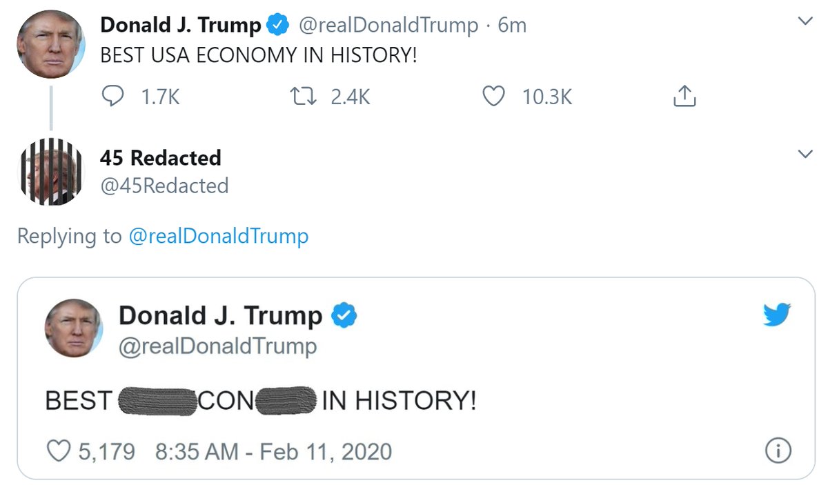 45Redacted's tweet image. #IMPOTUS #TuesdayThoughts #ImpeachedForLife #ToiletTrump #LaughingStock #Pelosi #MoscowMitch #StableGenius #Resign #Impeach #Corrupt #Contempt #BlueWave #Resist #Resistance #TheResistance #Indivisible #ImpeachTrump #FBR #Redacted #Politics #Humor #Funny #Satire #Parody #News