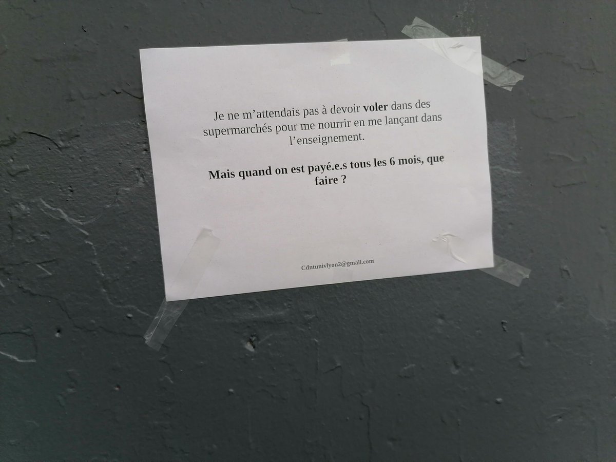 AI_M_J_Y's tweet photo. Les Enseignant.e.s de TD, Personnels de BU, de la DSI à Lyon2 Bron témoignent de leur situations de Précarité.

#greve11fevrier #Retraites #LPPR https://t.co/QrBRWPpXMr