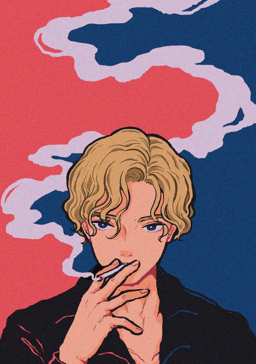 solo cigarette blonde hair short hair smoke smoking shirt  illustration images