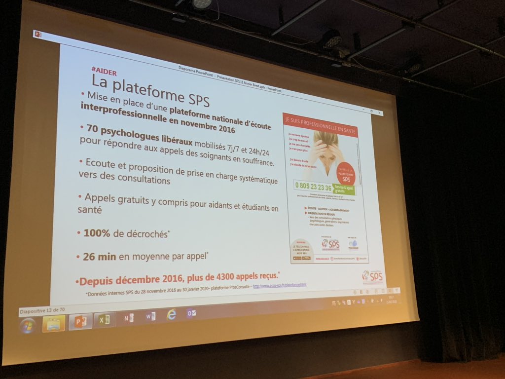 Présentation de la plateforme SPS ,
plateforme nationale d’écoute dédiée aux professionnels en souffrance @AssoSPS @CHRU_Brest @CondonRegis #souffranceautravail #rps #qvt #bretagne #bzh