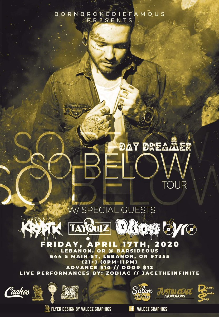 bbdfevents's tweet photo. Emo Pop Artist @DayDreamerCaleb Live in Lebanon, OR /// 4/17/2020 /// $10 /// 21+ /// #TheSoBelowTour 

🎟️ Tix Available Now 🎟️ https://t.co/1Fx6CX0GWJ https://t.co/238WbQu9Ls