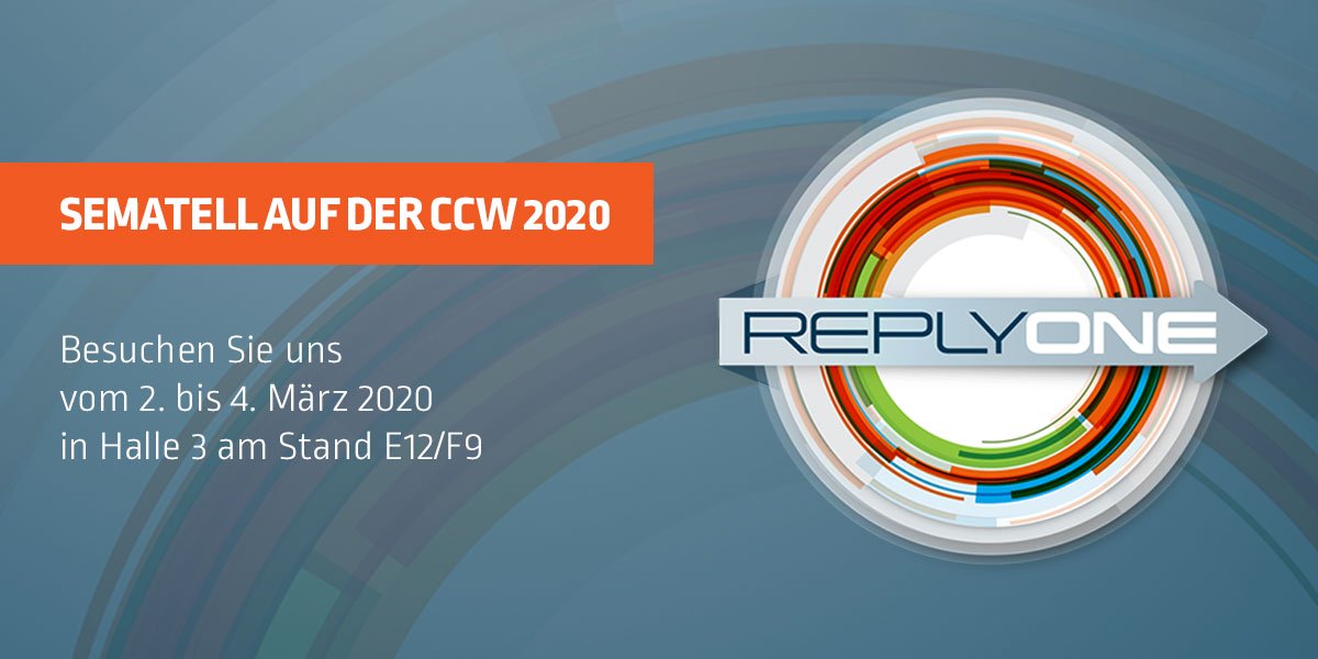 sematell_com's tweet photo. Jede Menge neue Features fĂŒr #ReplyOne â zu sehen auf der #CCW2020. Darunter neue Funktionen fĂŒr unsere integrierte #Chat-Lösung #ReplyChat und die UnterstĂŒtzung von Instagram als #Kommunikationskanal fĂŒr den #Kundenservice. Zur Anmeldung: https://t.co/aZdeD2acsh https://t.co/cSLOIfMbbd